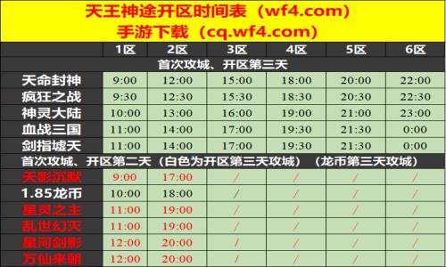 09月05日天王神途手游开服表及合区公告