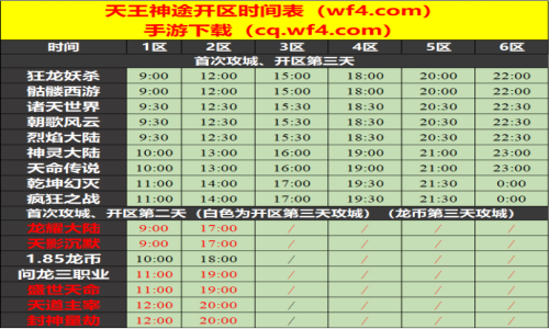 06月08日天王神途手游开服表及合区公告