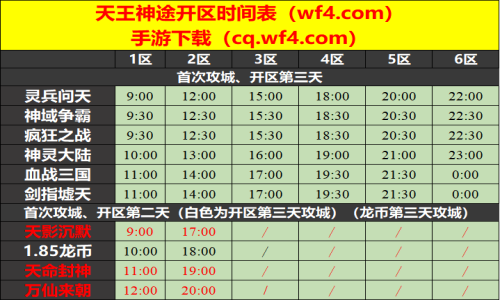 09月17日天王神途手游开服表及合区公告