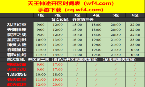 07月26日天王神途手游开服表及合区公告