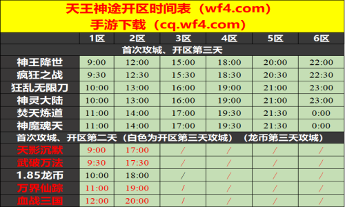11月02日天王神途手游开服表及合区公告