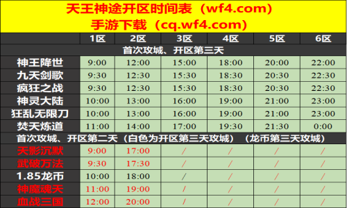 11月10日天王神途手游开服表及合区公告