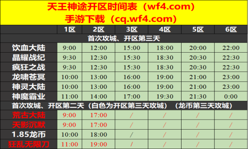 12月23日天王神途手游开服表及合区公告
