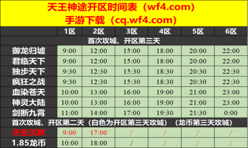 06月05日天王神途手游开服表及合区公告
